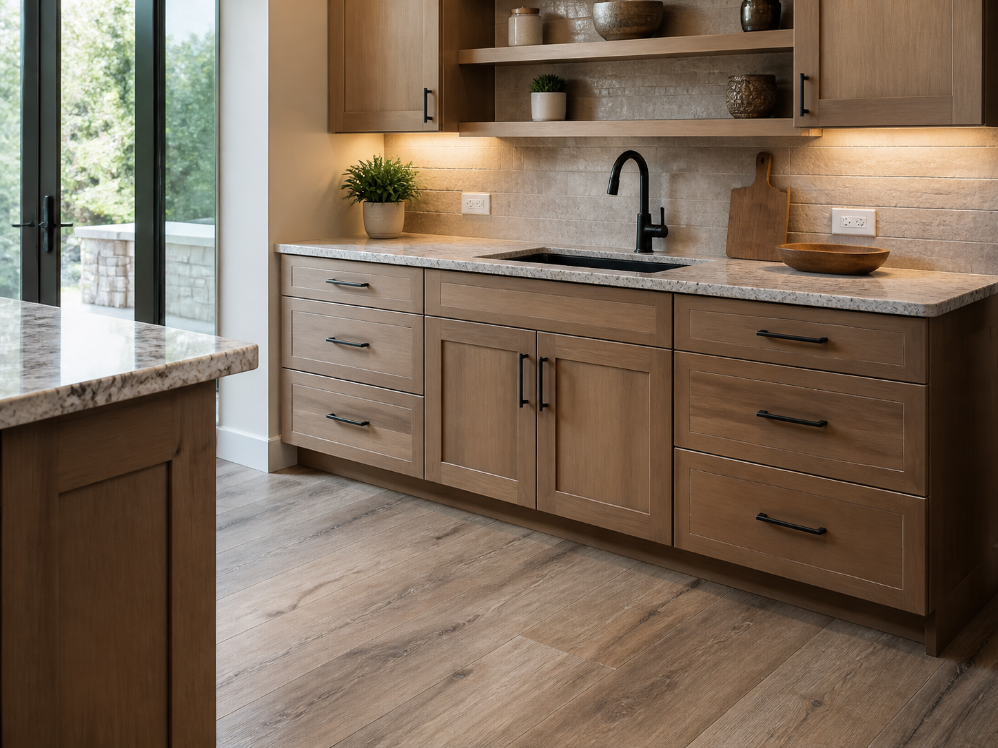 New hardwood flooring in a remodeled home interior